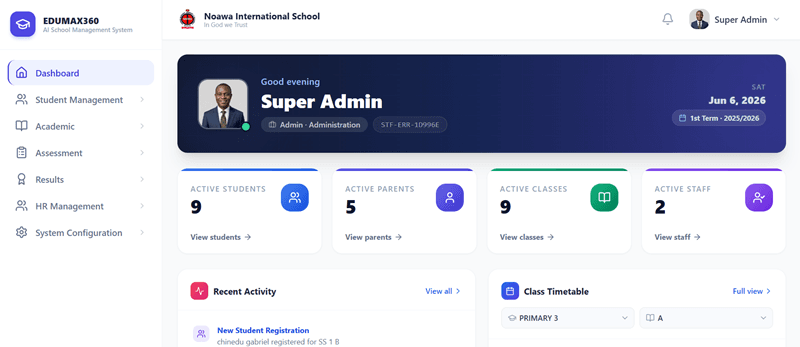 Edumax360 Dashboard